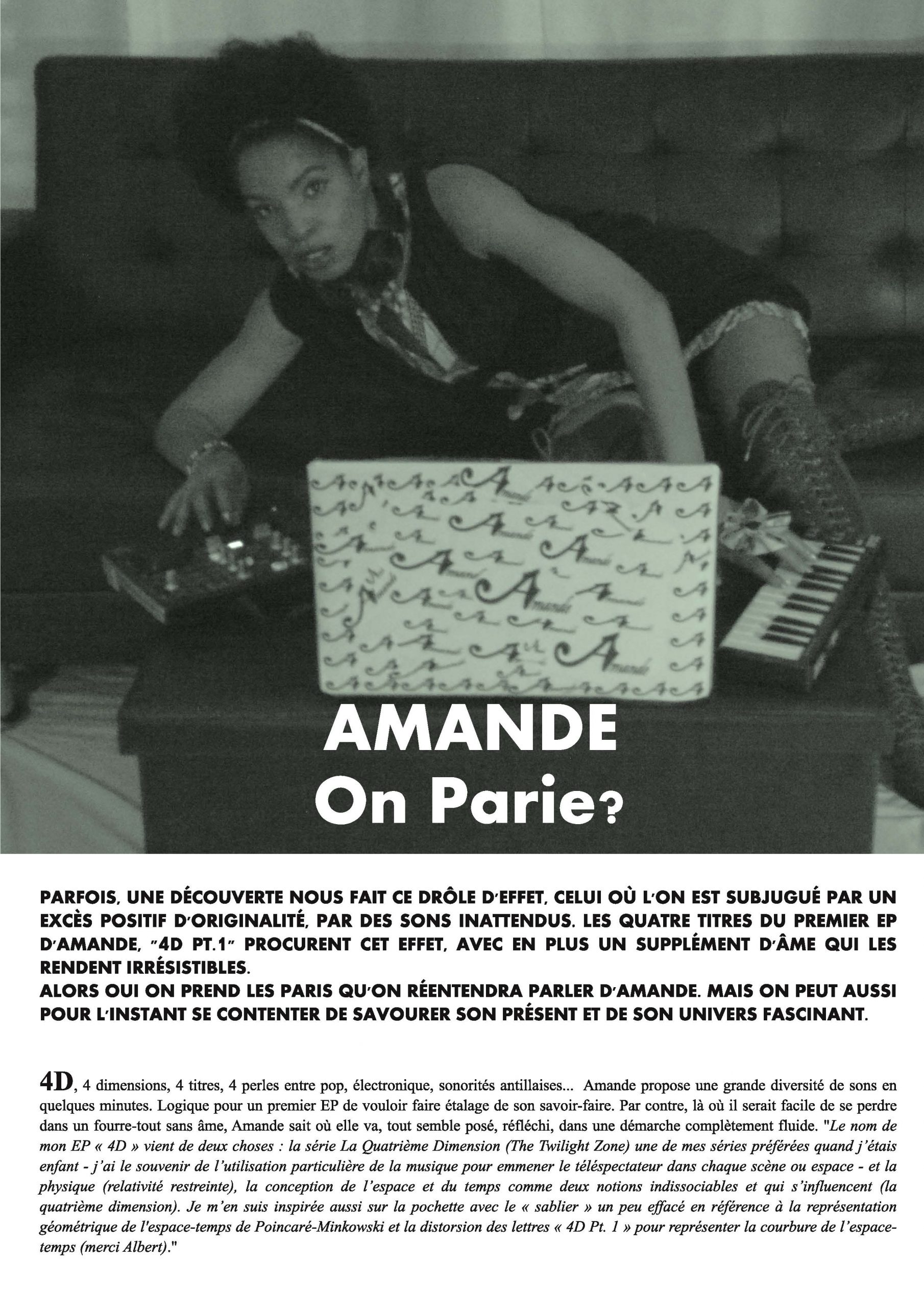 HomeCooking Share Le Mag 100% Indie Music page 1 Mai 2020 itw On parie ? de Amande lors de la sortie de son 1er EP 4D Pt.1