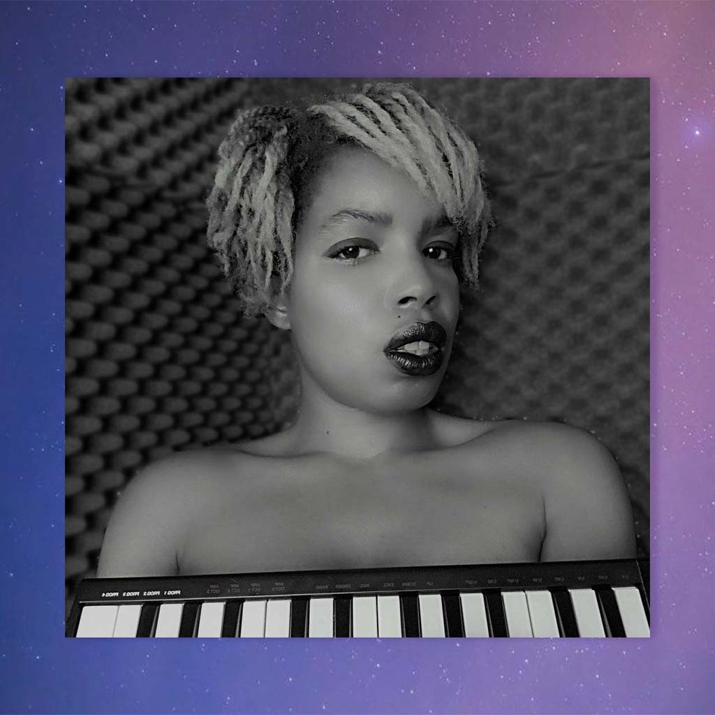 fond-etoiles-pochette-ep-4d-photo-noir-et-blanc-portrait-Amande-musique-clavier-maitre-lpk-25-Akai